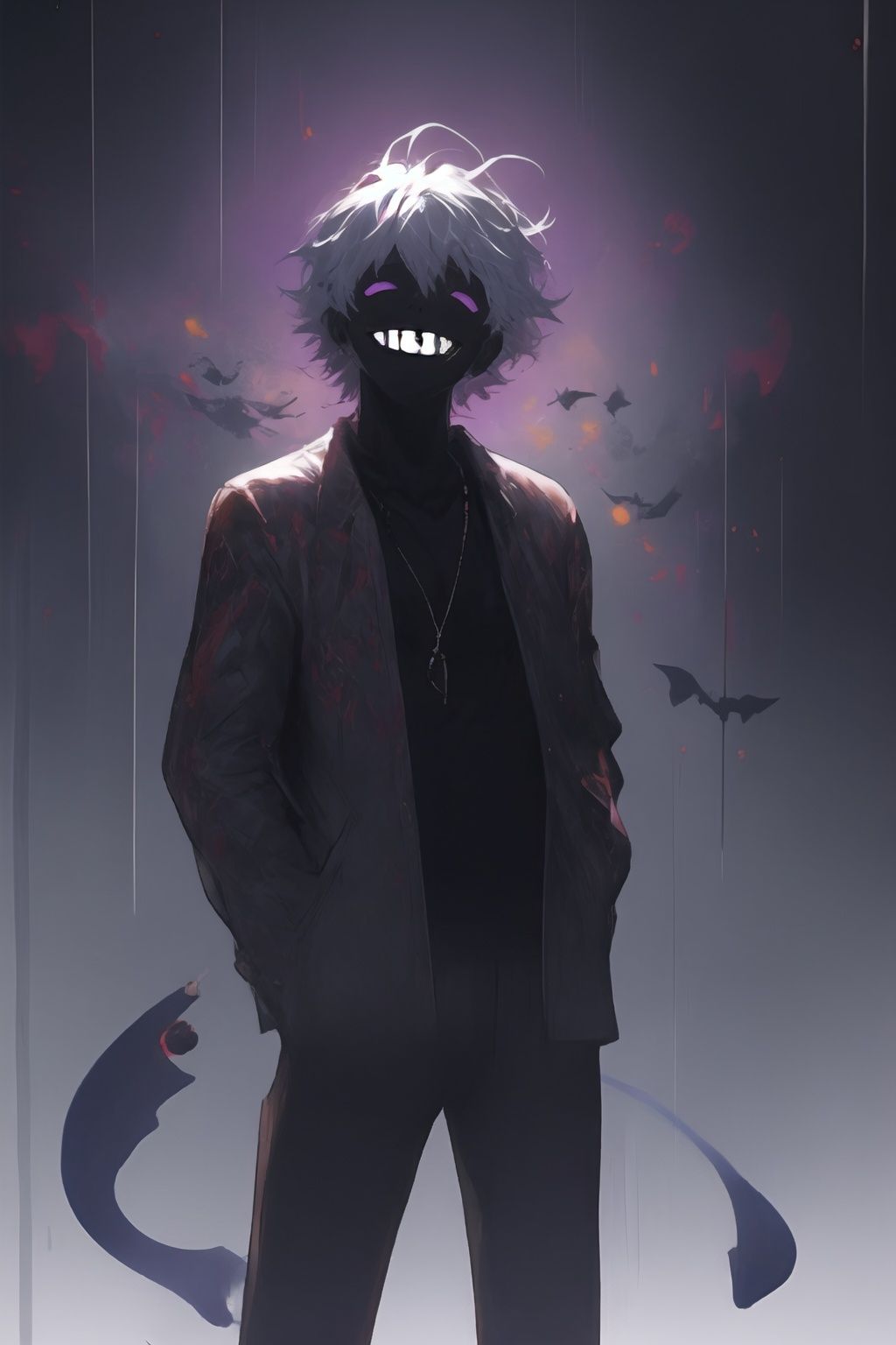 1boy,graffiti,demon background,<lora:graffiti-halloween_v1_base:0.75>,