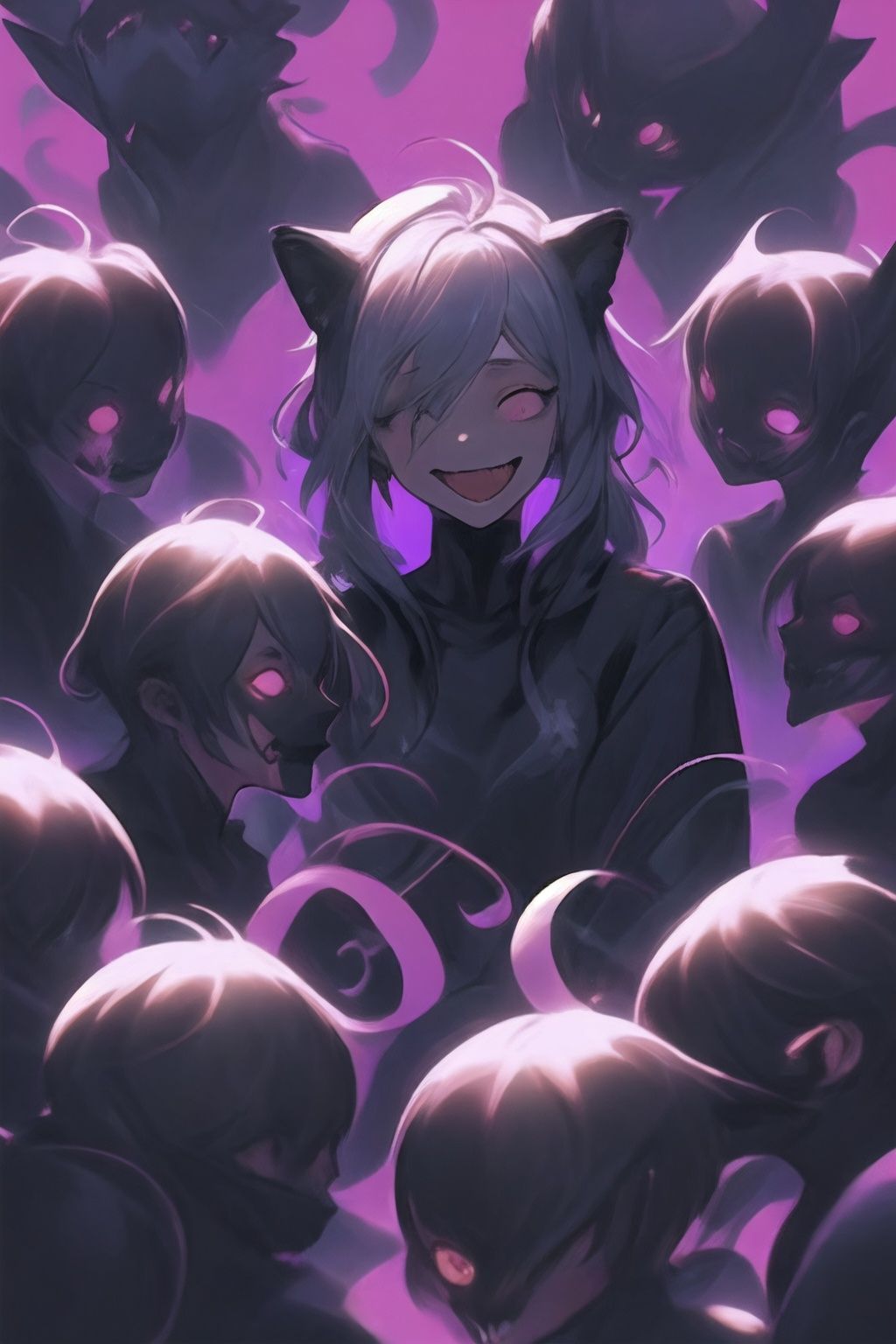 <lora:graffiti-halloween_v1_base:0.65>,1girl,graffiti,surrounded by imps,