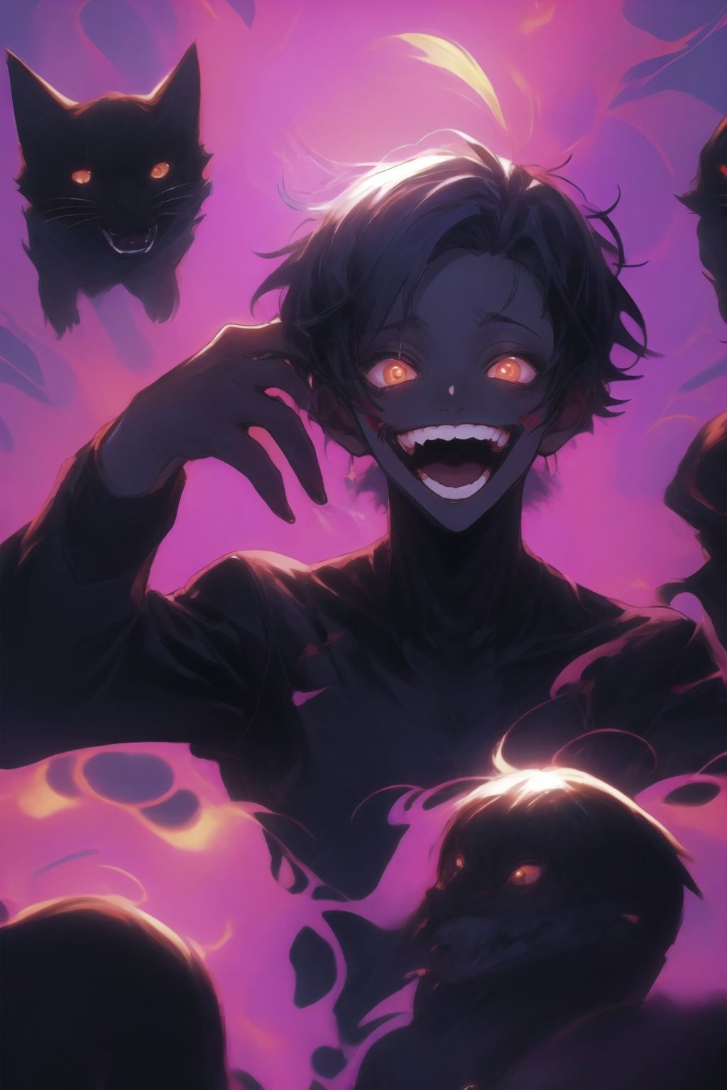 1girl, graffiti, surrounded by imps<lora:graffiti-halloween_v1_base:0.8>,
