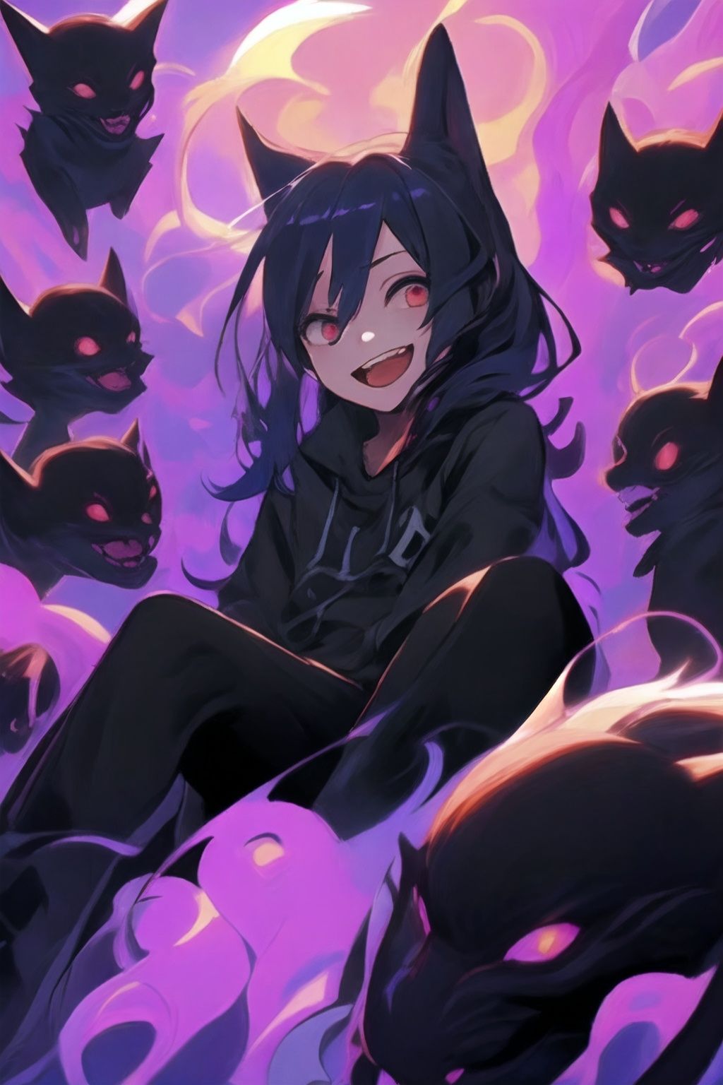 <lora:graffiti-halloween_v1_base:0.65>,1girl,graffiti,surrounded by imps,