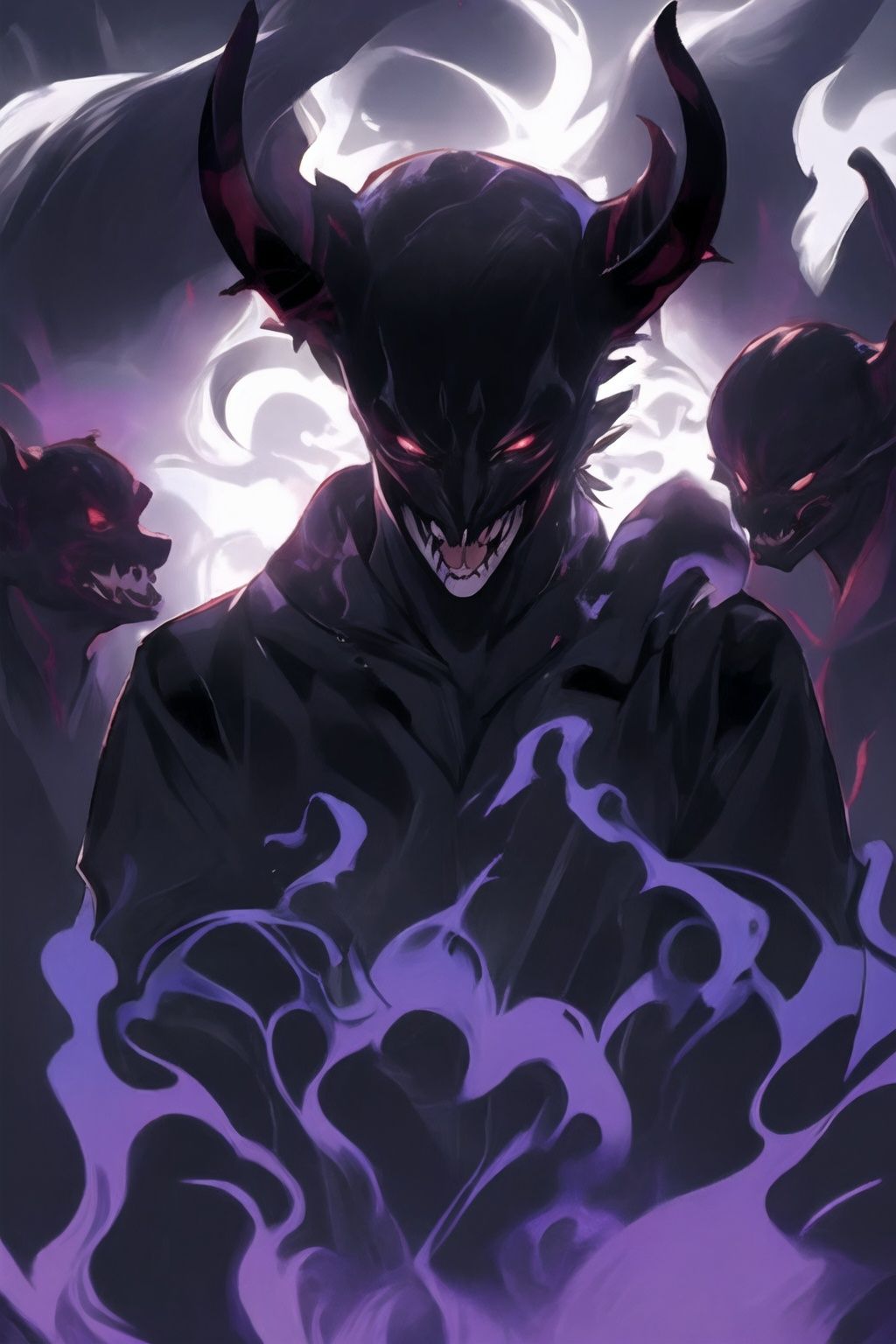 <lora:graffiti-halloween_v1_base:0.65>,a demonic,graffiti,surrounded by imps,