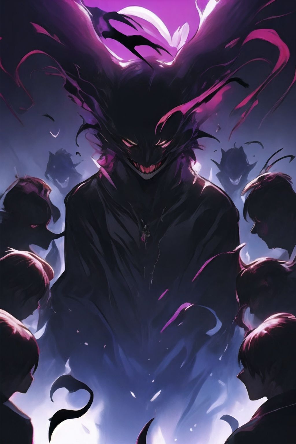 <lora:graffiti-halloween_v1_base:0.65>,a demonic ,graffiti,surrounded by imps,