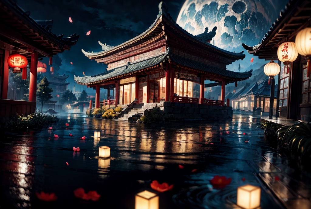 Wonderland floating in the air,  china style,  lantern by Lucifer XIII on Tensor.Art