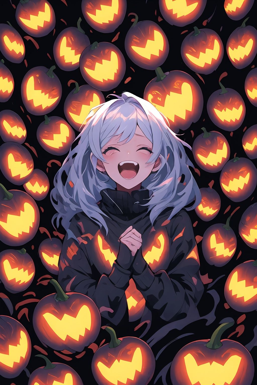 <lora:graffiti-halloween_v1:0.55>,a girl,graffiti,surrounded by pumpkin,