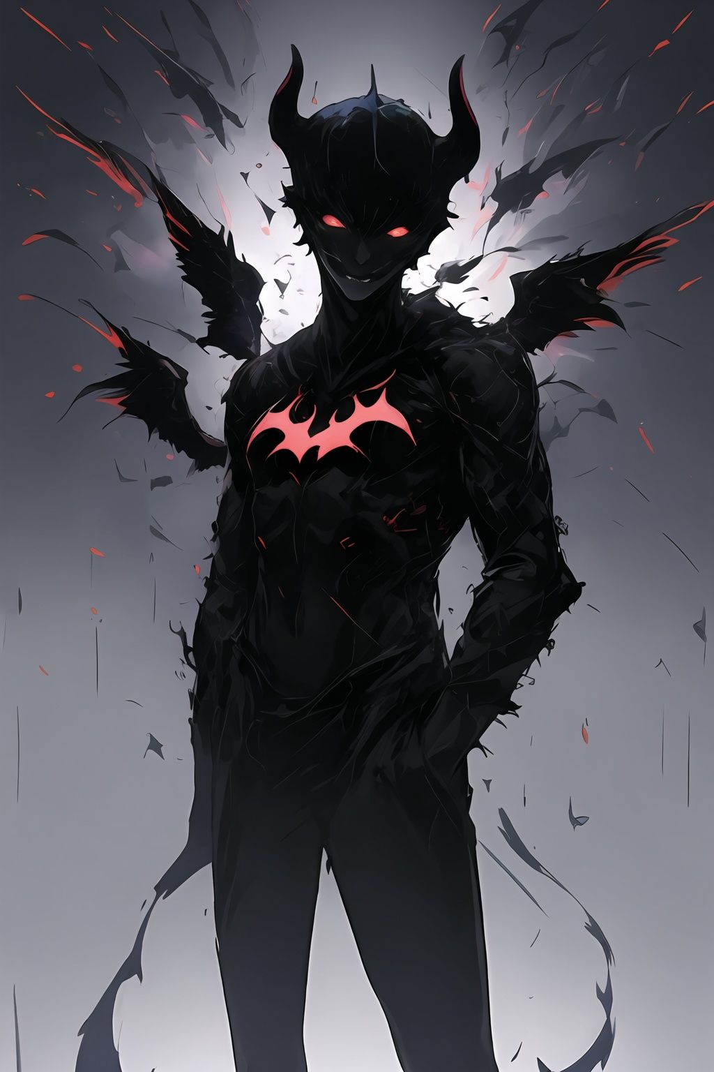 <lora:graffiti-halloween_v1:0.55>,1boy,graffiti,demon background,