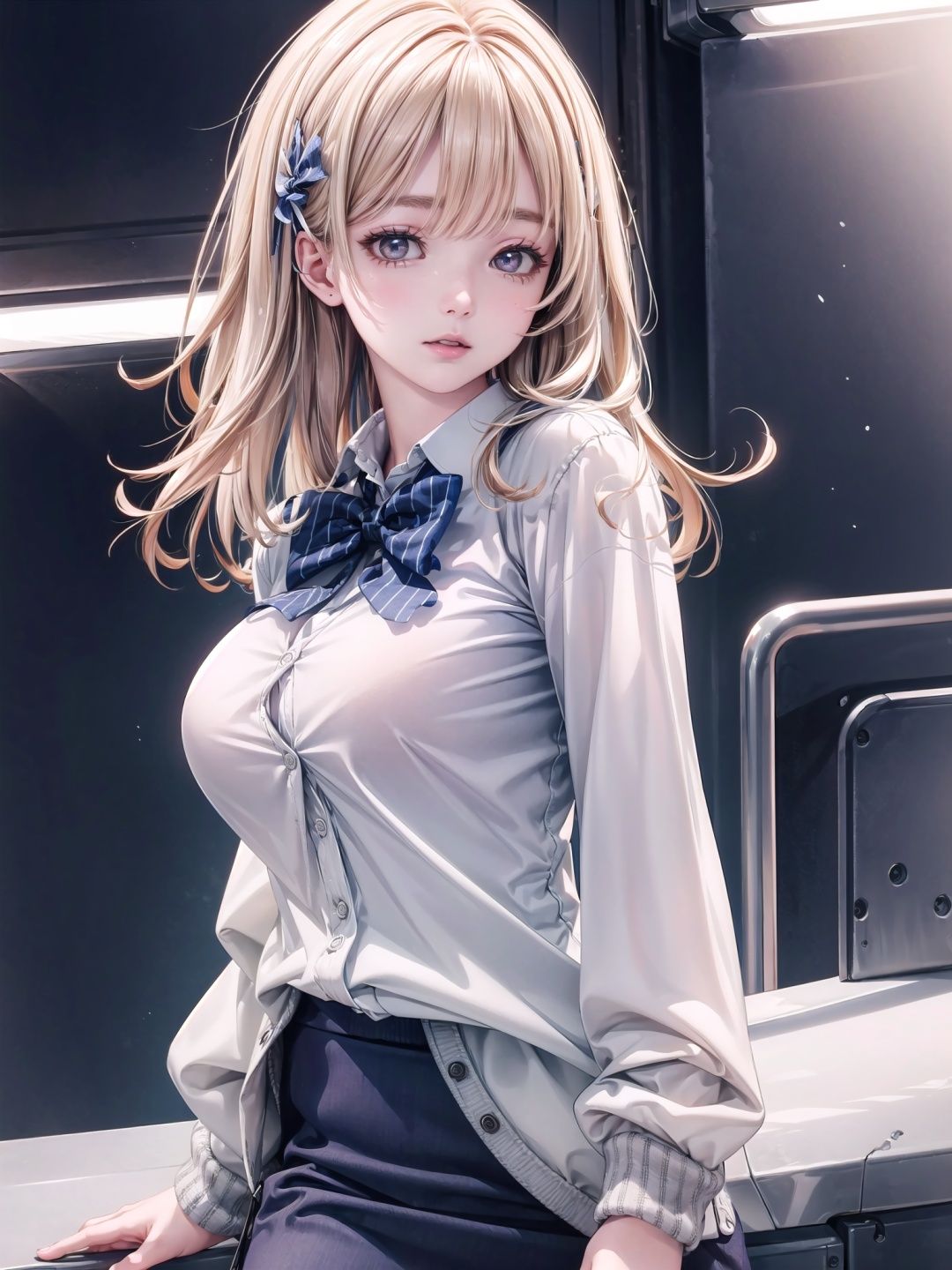  (extremely detailed CG:1.3),(high resolution:1.2),masterpiece,best quality,hyper detailed,solo focus,dynamic angle,cowboy shot,depth-of-field,cinemaitic lighting

tia,(mature female, solo),big breasts,beautiful detailed eyes,beautiful detailed hair

shirt,skirt,bowtie,cardigan,school uniform

looking at viewer
