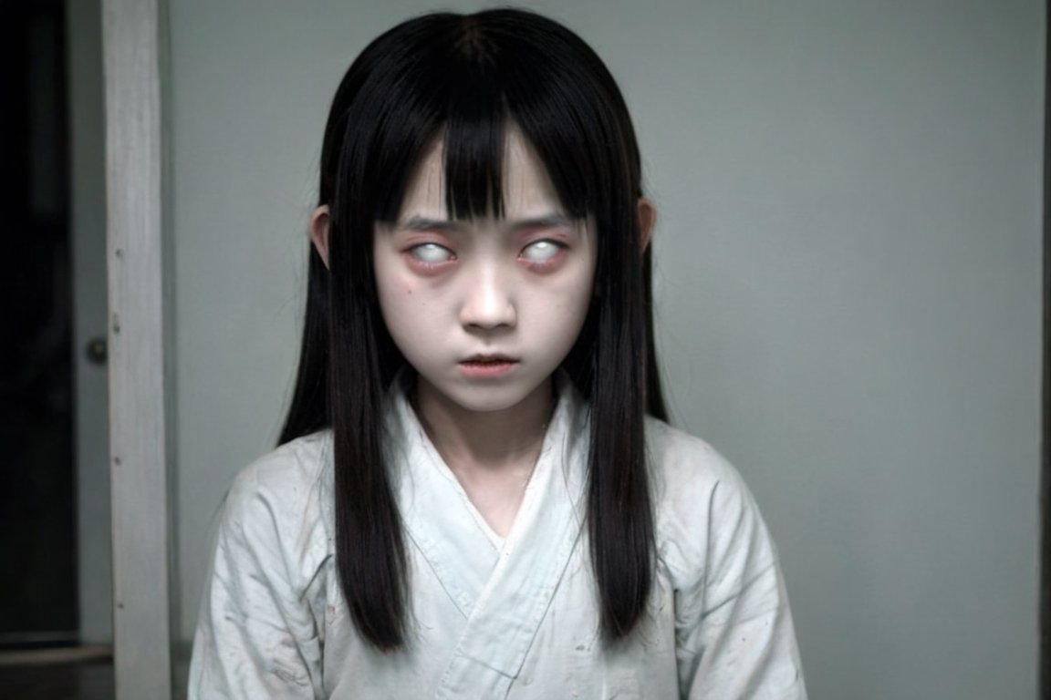 a close up of a young japanese girl,  japanese horror,  james wan by Rayna Polsky on Tensor.Art