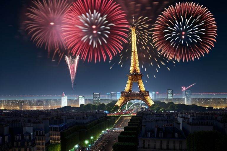 lovers,fireworks,seven colors,the paris tower,night, <lora:yh_18:0.4>