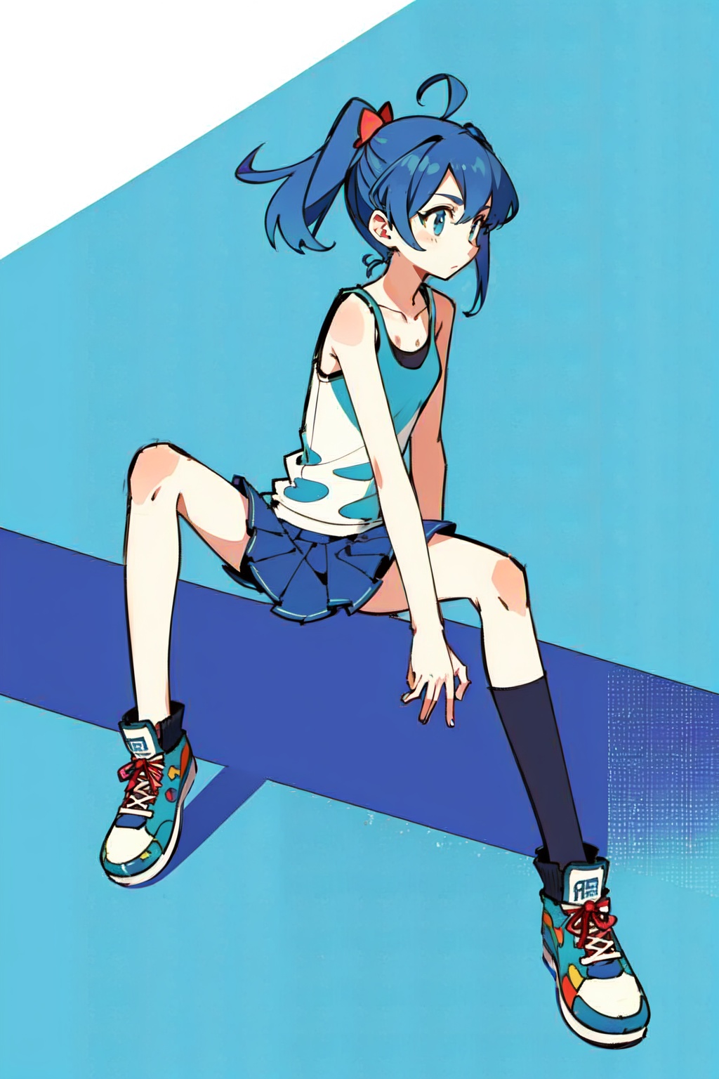 1girl,  medium blue hair,  **** top on Tensor.Art