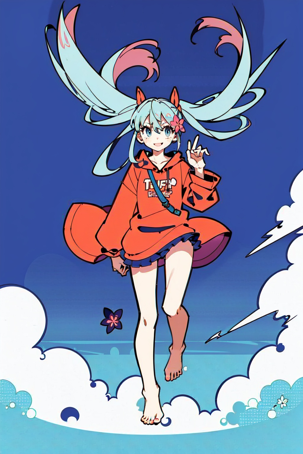 1girl,  hodie,  clouds on Tensor.Art