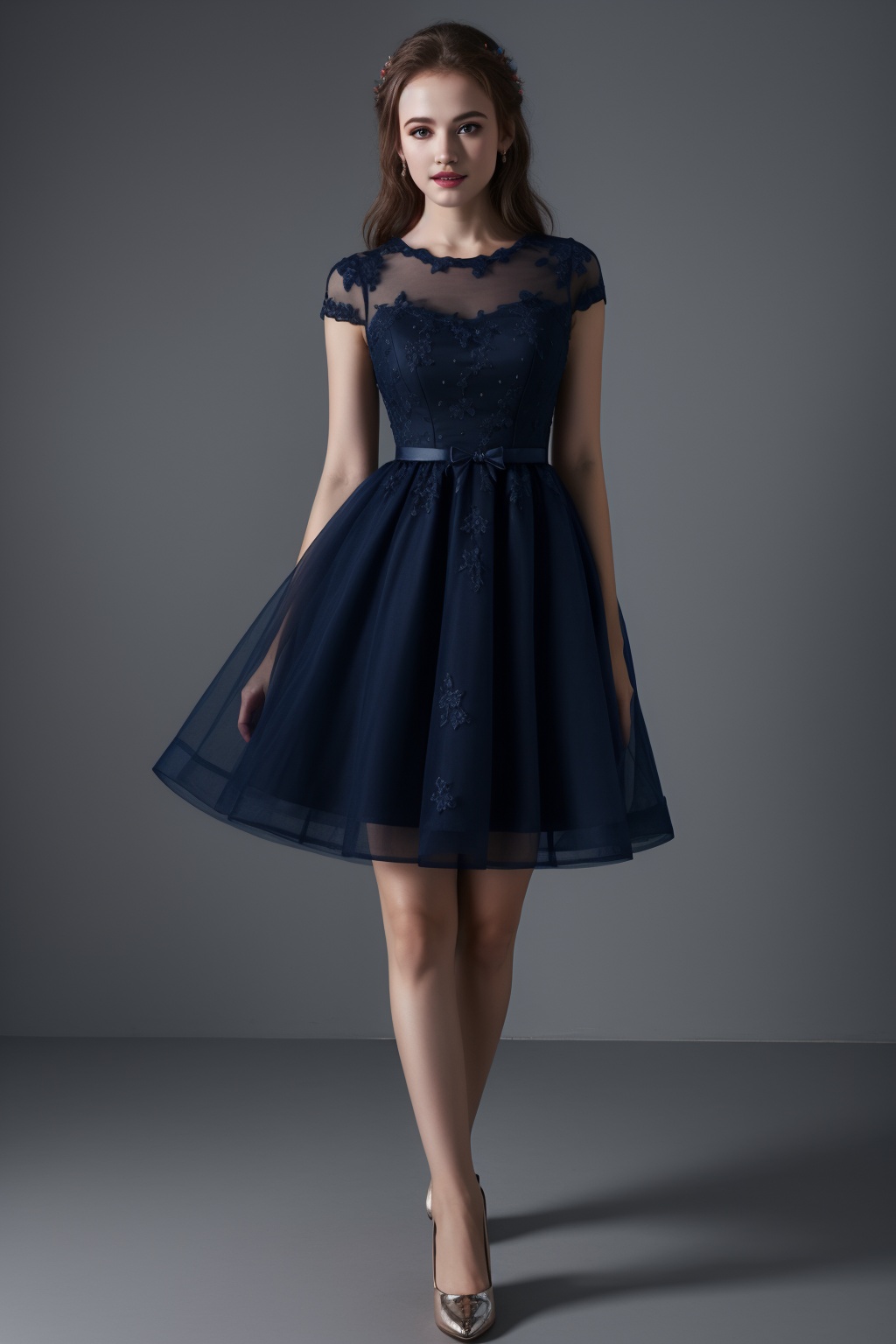 1 girl,  blue dress,  full body on Tensor.Art