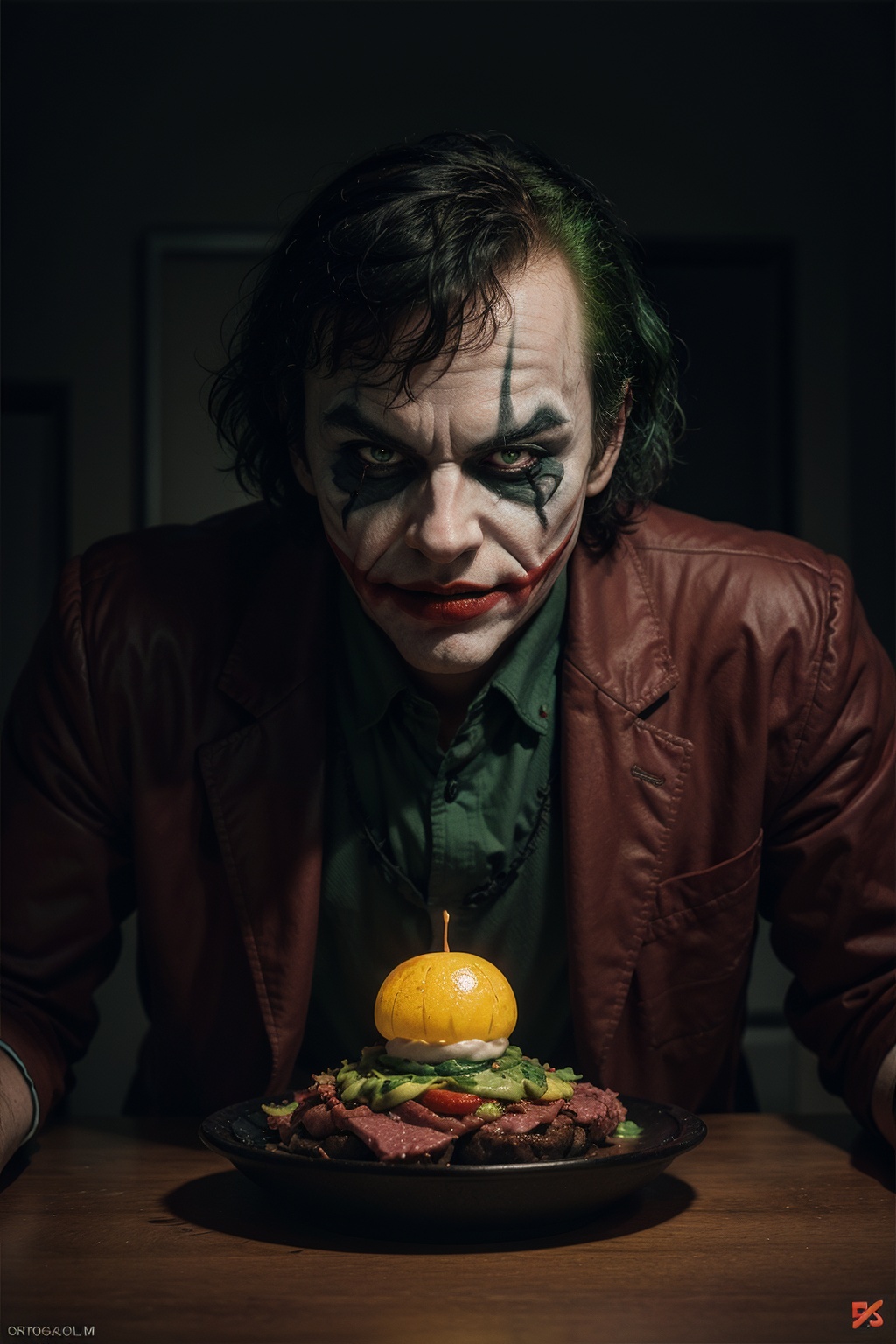 The Dark Joker with Green Evil Light eyes and lighting green thunder Dc ,  scary,  Classic Academia by Ai Art Vision on Te...