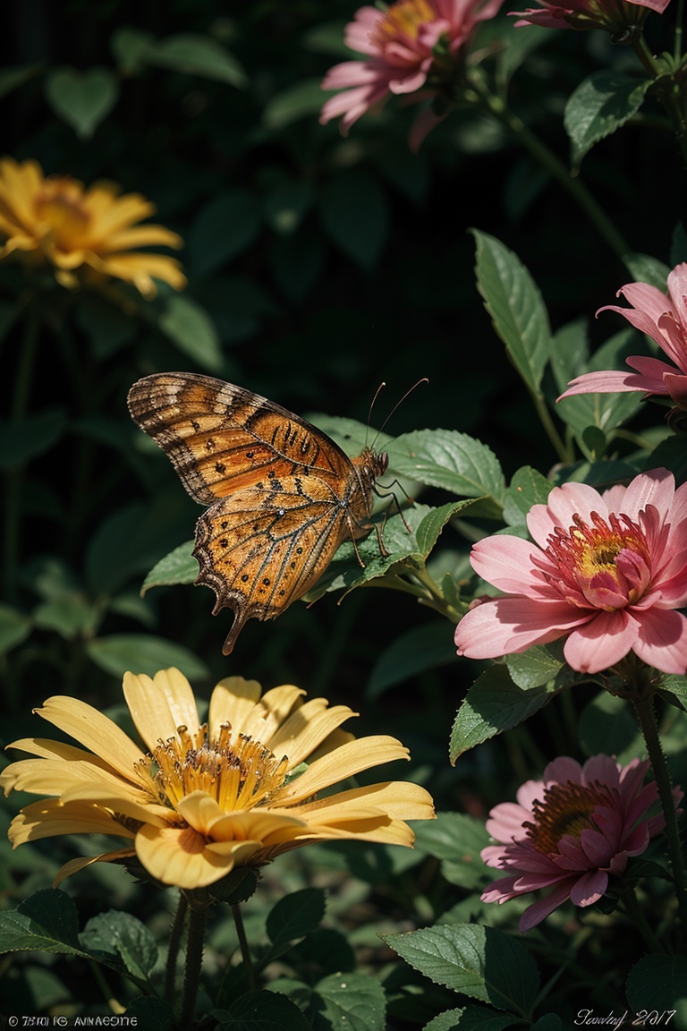 colourful,  butterfly,  flower by Ai Art Vision on Tensor.Art