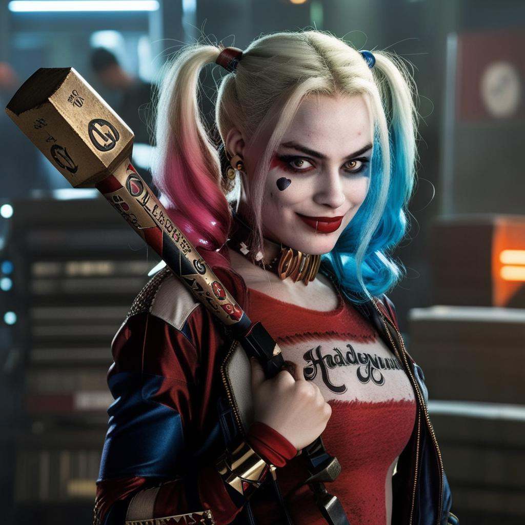 HarleyQuinn1024,  full body,  giant hammer on Tensor.Art