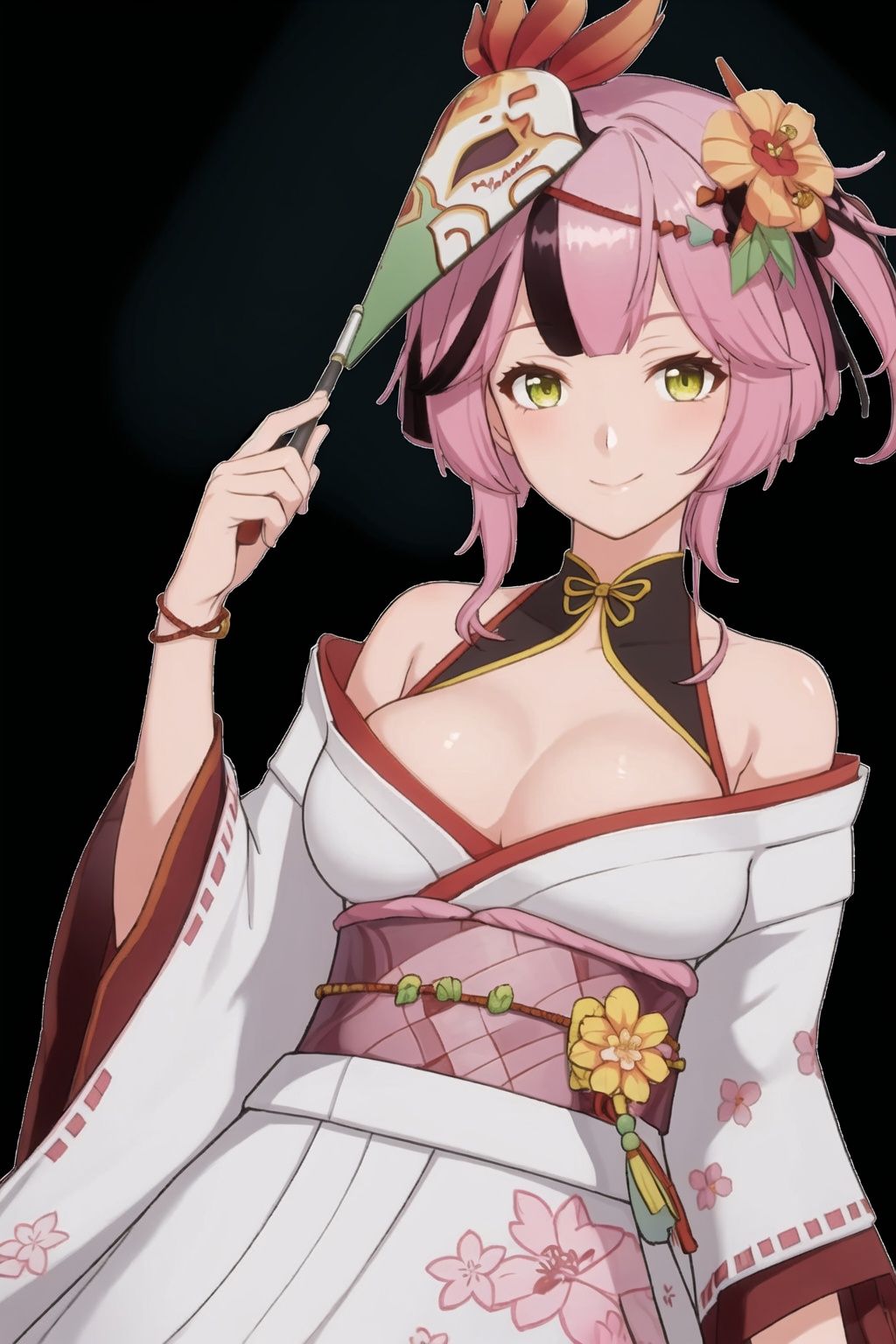 1girl,  pink hair,  mask on Tensor.Art