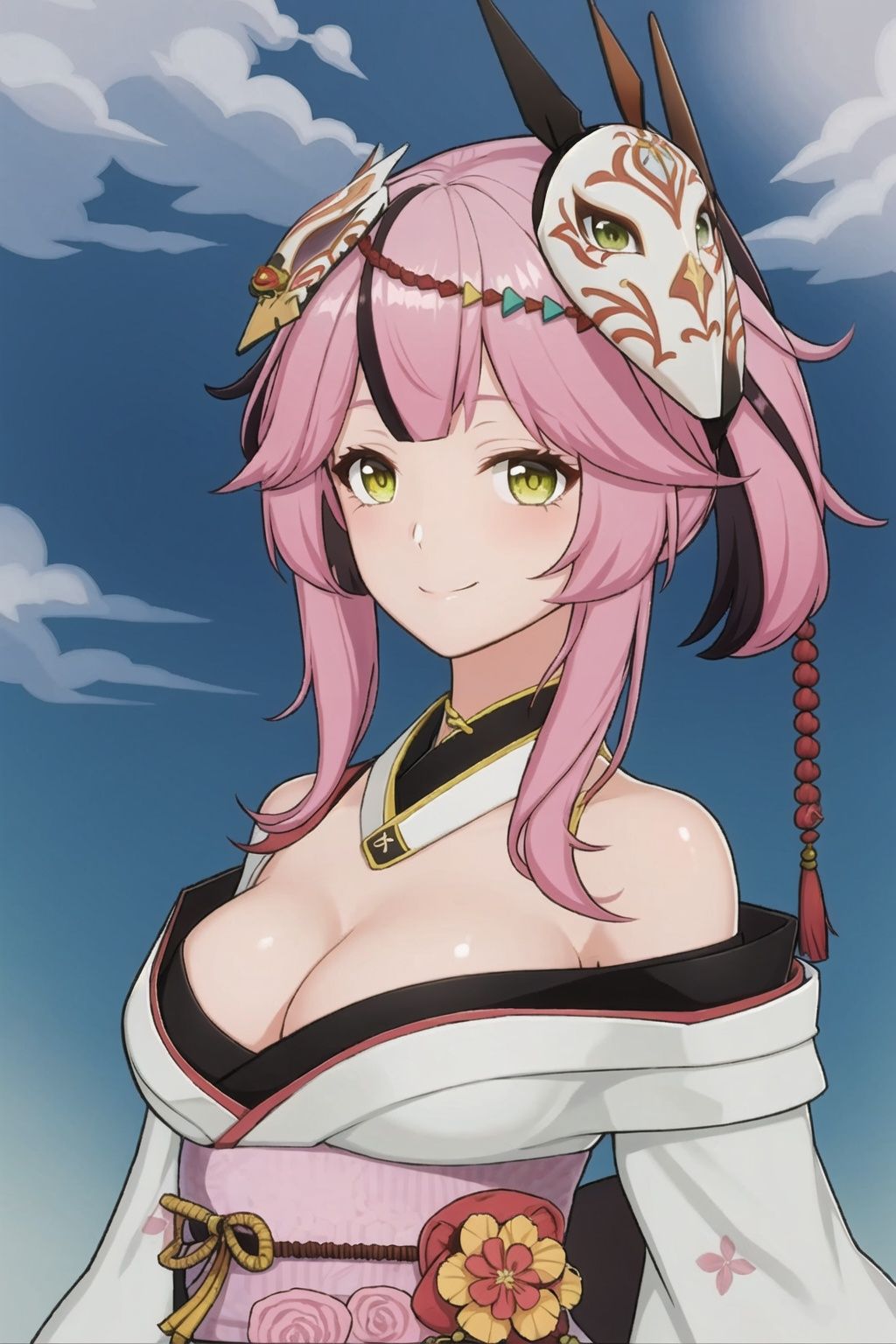 1girl,  pink hair,  mask on Tensor.Art