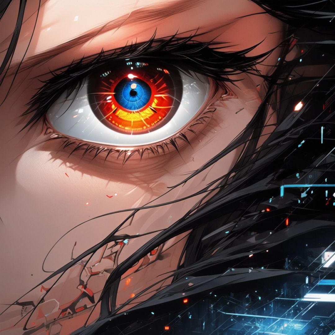  Best quality, 8k, cg,eye,science fiction,particulars,The Terminator,science and technology,Eye close-up,Cyber Eye,Cool,An eye