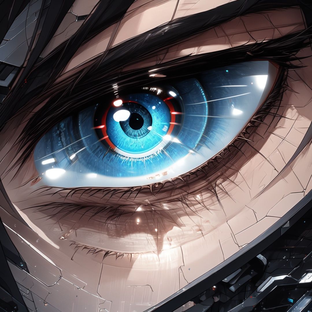  Best quality, 8k, cg,eye,science fiction,particulars,The Terminator,science and technology,Eye close-up,Cyber Eye