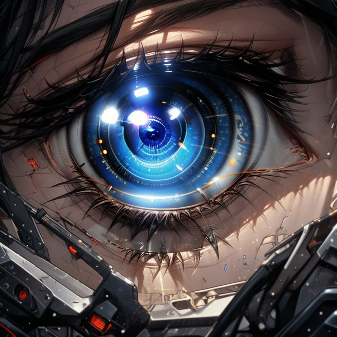  Best quality, 8k, cg,eye,science fiction,particulars,The Terminator,science and technology,Eye close-up,Cyber Eye,Cool,An eye