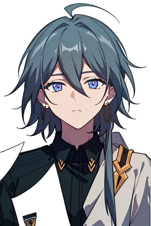 (masterpiece:1.3),(the best quality:1.2),(super fine illustrations:1.2),(Masterpiece),high quality,high detail,(white background:1.2),looking at viewer,(SOLO:1.4),outline,simple background,<lora:苏-常服:0.8>, 1boy,belt,black footwear,black hair,black pants,black shirt,building,closed eyes,earrings,glowstick,hair between eyes,hair ornament,hair stick,jacket,jewelry,