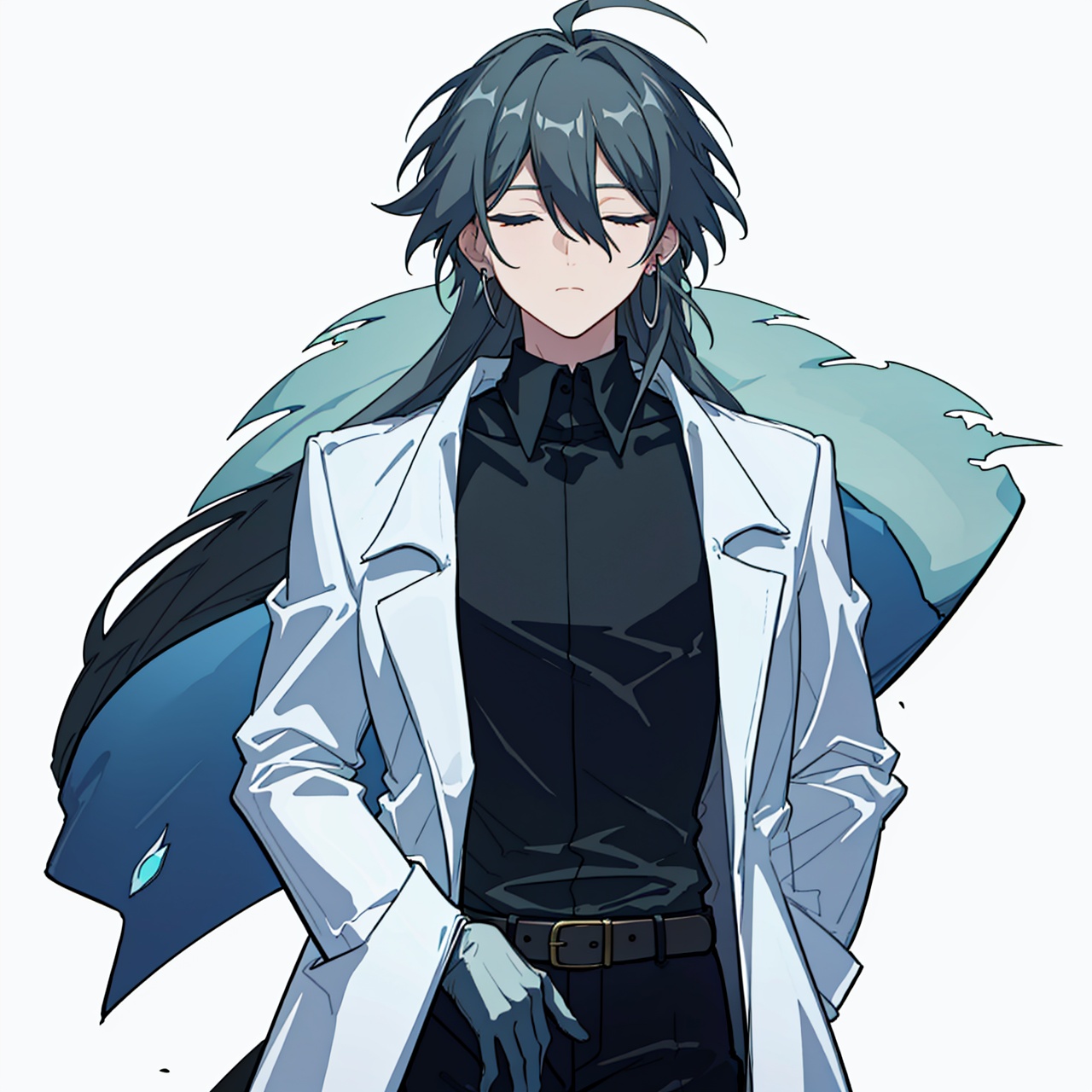  (masterpiece:1.3),(the best quality:1.2),(super fine illustrations:1.2),(Masterpiece),high quality,high detail,(white background:1.2),looking at viewer,(SOLO:1.4),outline,simplebackground,,1boy,belt,black footwear,black hair,black pants,black shirt,building,(((closed eyes))),earrings,glowstick,hair between eyes,hair ornament,hair stick,white jacket,jewelry,long hair,male focus,pants,shirt,
