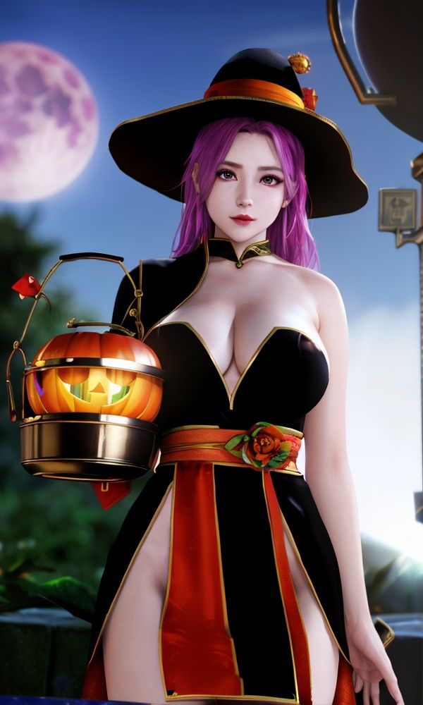(,1girl, ,best quality, )<lora:2023-07-23Zombie - Elise:0.8>,, ,masterpiece, fantasy, realistic,science fiction,mole, ultra realistic 8k cg, ,tamari \(flawless\),  medium breasts,red moon, black rose,    halloween, halloween bucket,  (()), (), 