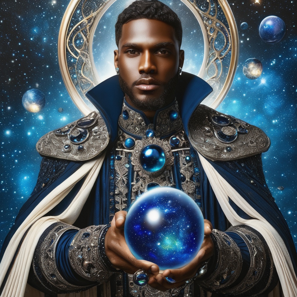 Dark blue space fantasy,  digital painting,  black male on Tensor.Art