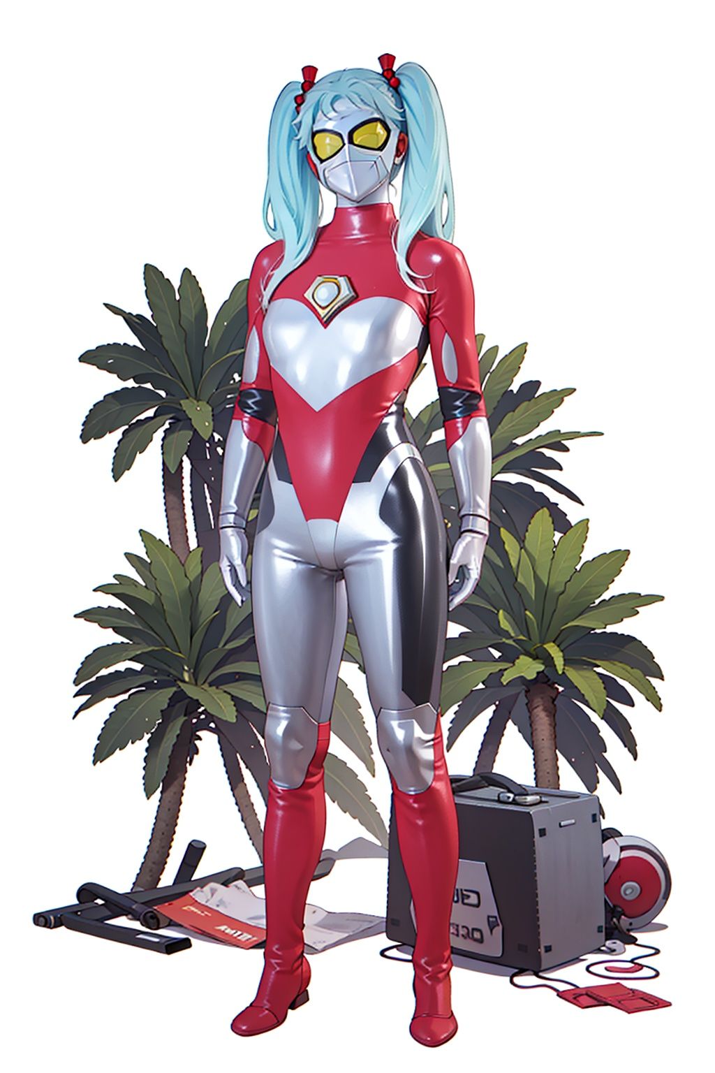(masterpiece:1.3), (the best quality:1.2), (super fine illustrations:1.2), (Masterpiece), high quality, high detail,((white background:1.2)), looking at viewer, (SOLO:1.4),outline,,simple background,twintails,white bodysuit,white gloves,legwear,gloves,boots,logo,cover,mask,plugsuit,gem,bodysuit,red pattern on body,white tight-fitting,white footwear,helmet,leather suit,armor,latex