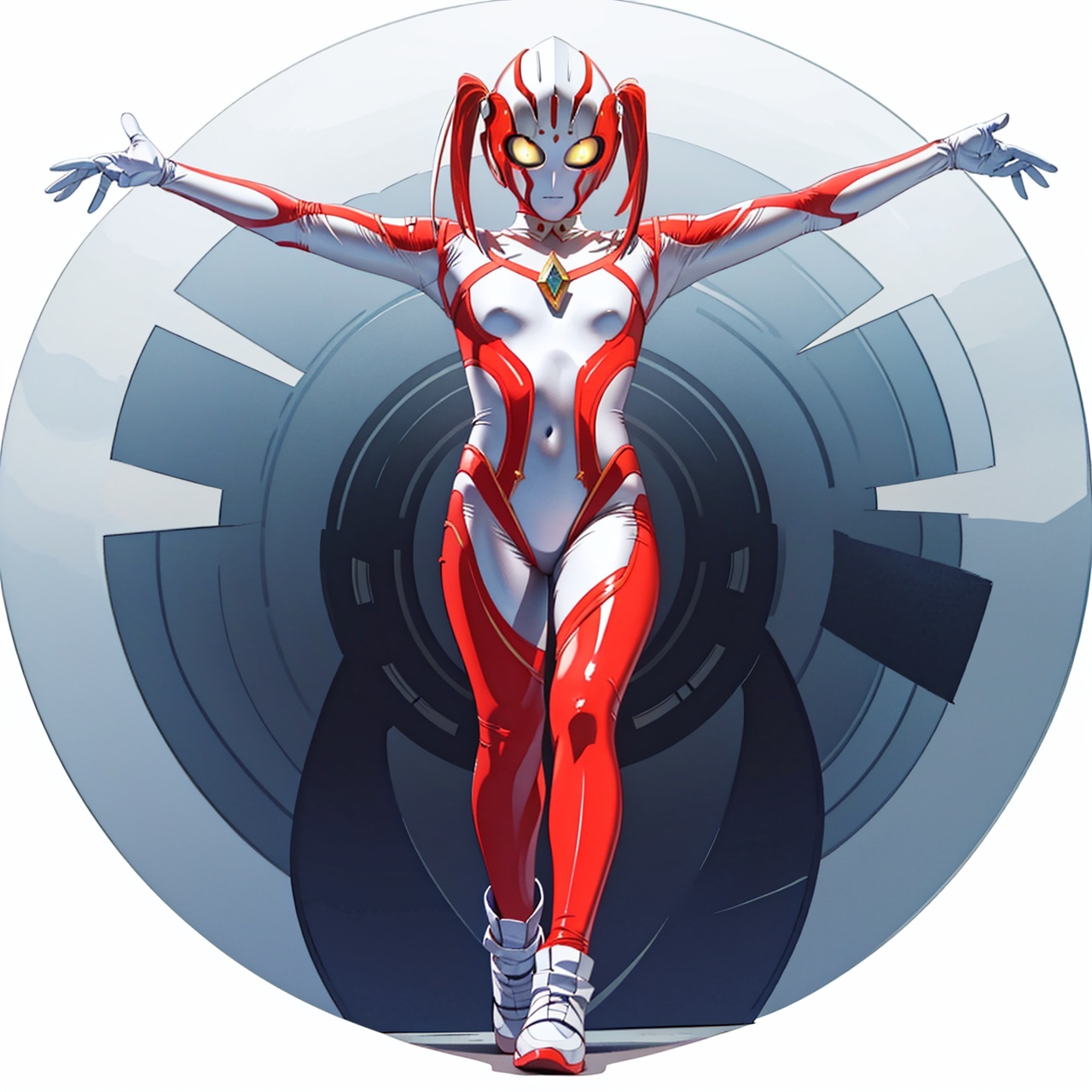  (masterpiece:1.3), (the best quality:1.2), (super fine illustrations:1.2), (Masterpiece), high quality, high detail,((white background:1.2)), looking at viewer, (SOLO:1.4),outline,,simple background,twintails,white bodysuit,white gloves,legwear,gloves,boots,logo,cover,mask,plugsuit,gem,bodysuit,red pattern on body,white tight-fitting,white footwear,helmet,leather suit,armor,latex