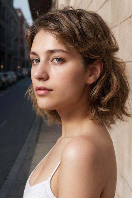 (street fashion photography)a photo of a 30 yo woman with unstyled hair on Tensor.Art