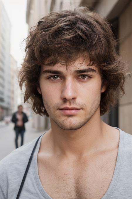a photo of a 30 yo man with unstyled hair and a short beard on Tensor.Art
