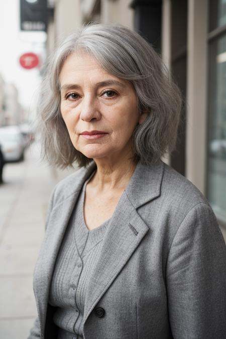a photo of a 70 yo woman with unstyled grey hair on Tensor.Art