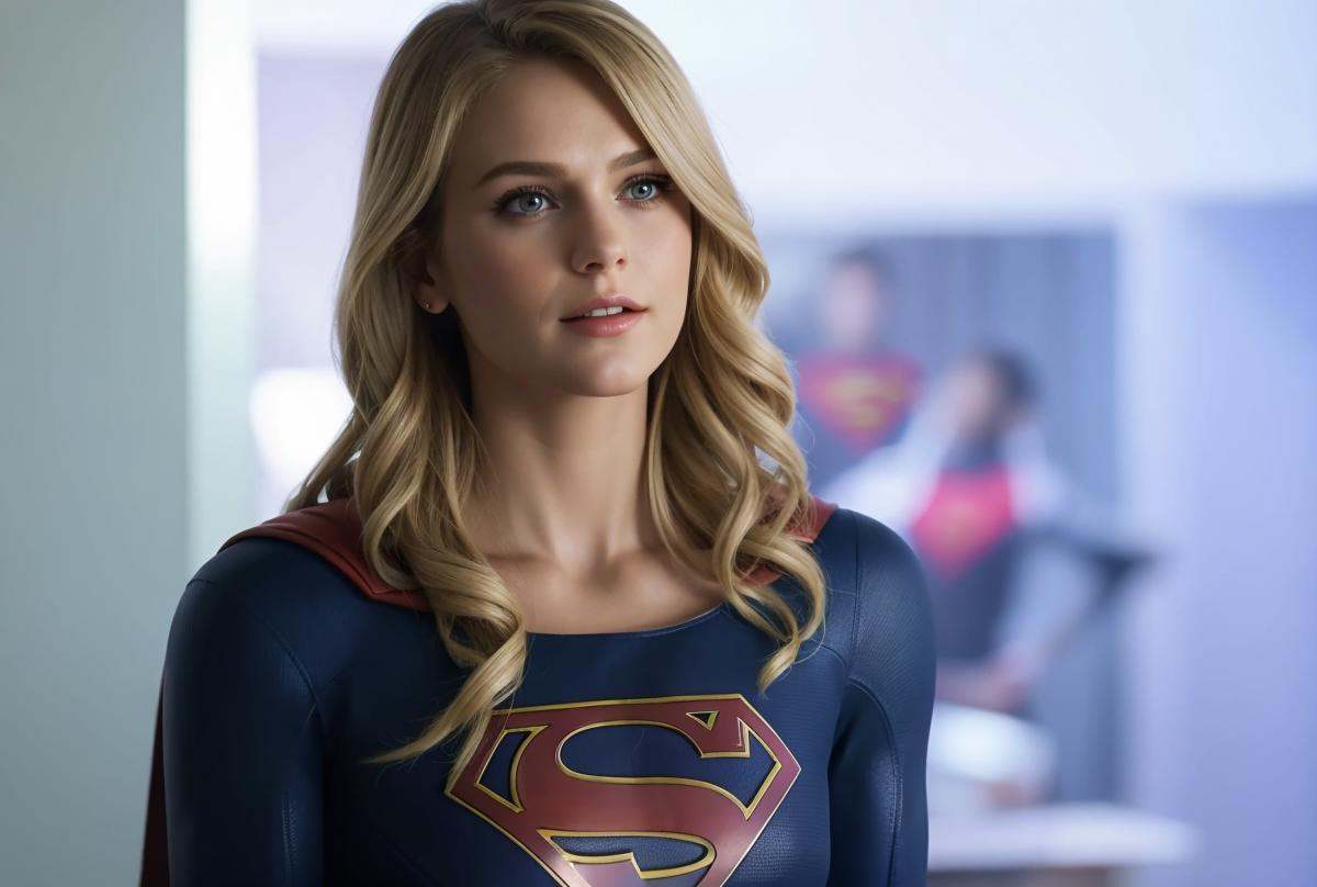 supergirl,  hair blonde,  skirt red on Tensor.Art