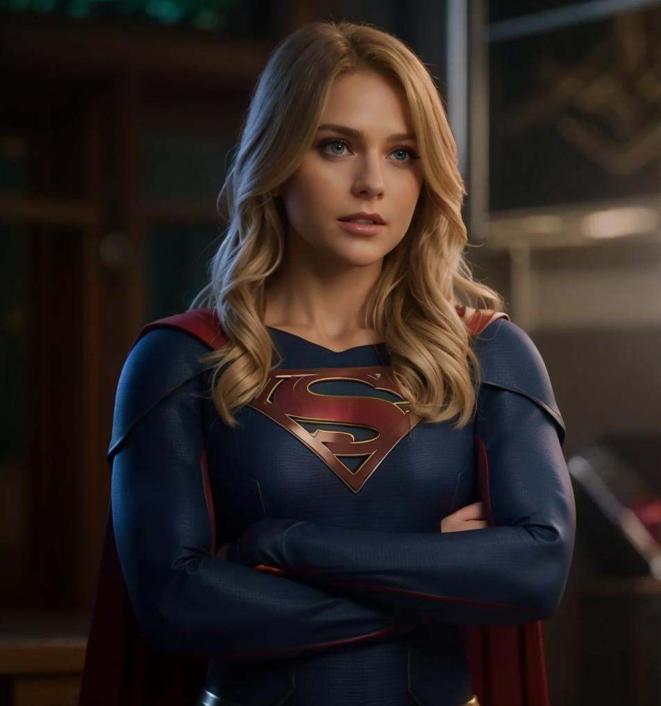 supergirl,  hair blonde,  skirt red on Tensor.Art