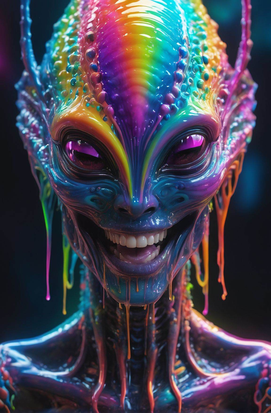 impossibly beautiful portrait of alien shapeshifter entity,  insane smile,  intricate complexity on Tensor.Art