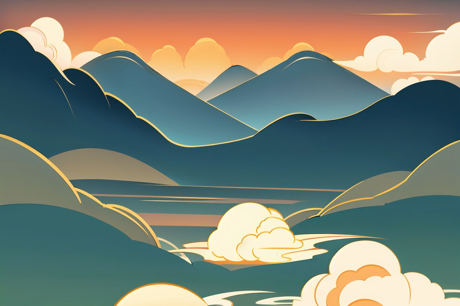 chao chinese, chinese style, illustration, mountain, cloud,(masterpiece, top quality, best quality, beautiful and aesthetic:1.2), <lora:ChaoChinese:0.8>