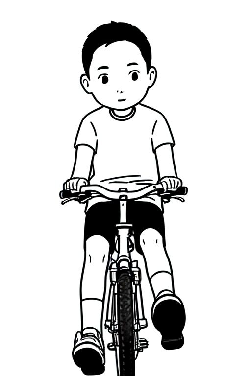 1boy,ride bike,simple_chahua, grayscale 