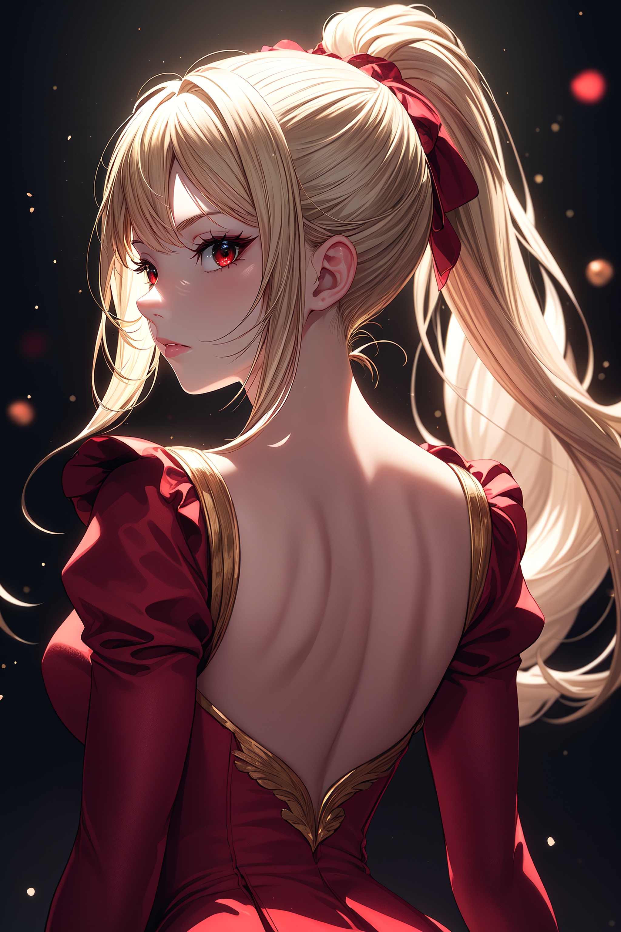 back focus,  from behind,  blonde hair on Tensor.Art