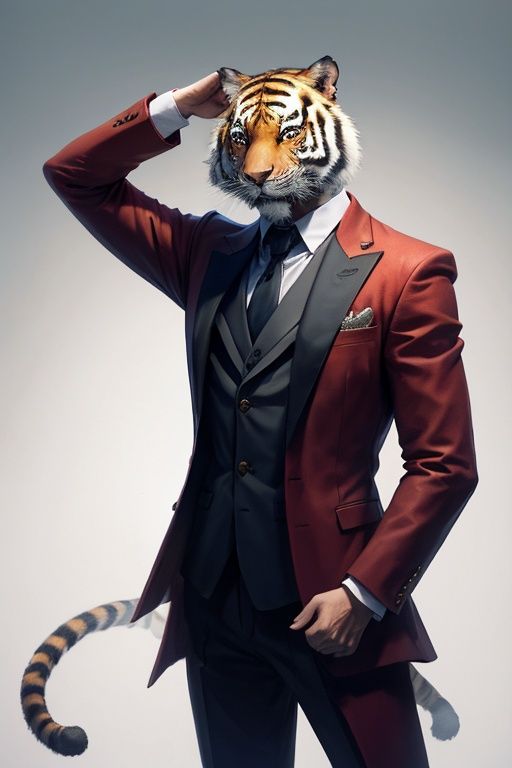 absurdres,1boy,solo,*****,incredibly absurdres,reality,full_shot,<lora:tiger:0.6>,tiger,suit,