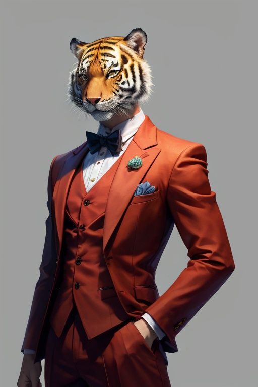 absurdres,1boy,solo,*****,incredibly absurdres,reality,full_shot,<lora:tiger:0.6>,tiger,suit,