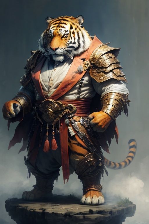 absurdres,1boy,solo,*****,incredibly absurdres,reality,full_shot,<lora:tiger:0.8>,tiger,armor,