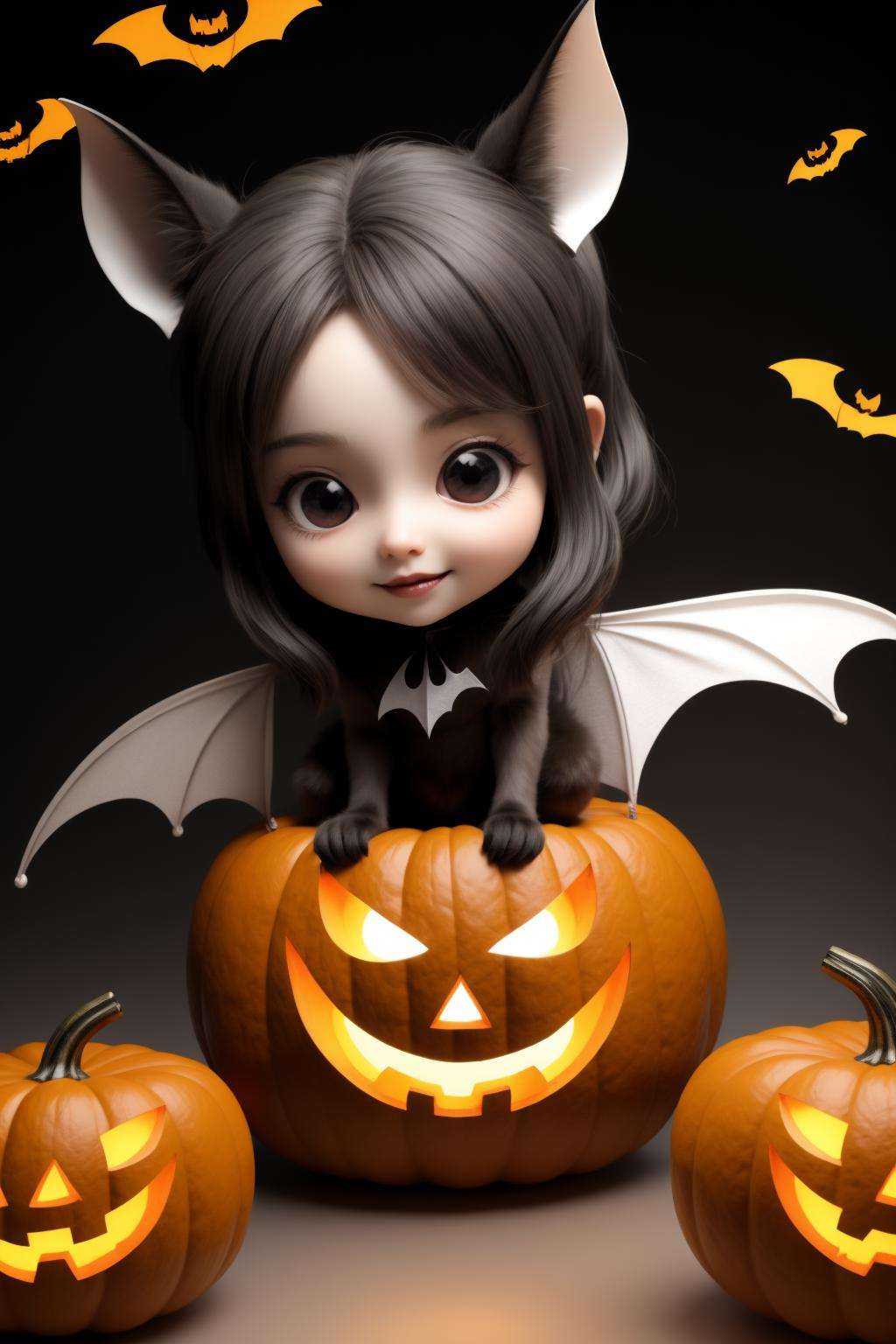 bat \(animal\),halloween,3D graphics,chibi,<lora:MIAOKA_WSJnangua_1.0-000002:0.8>,1girl,