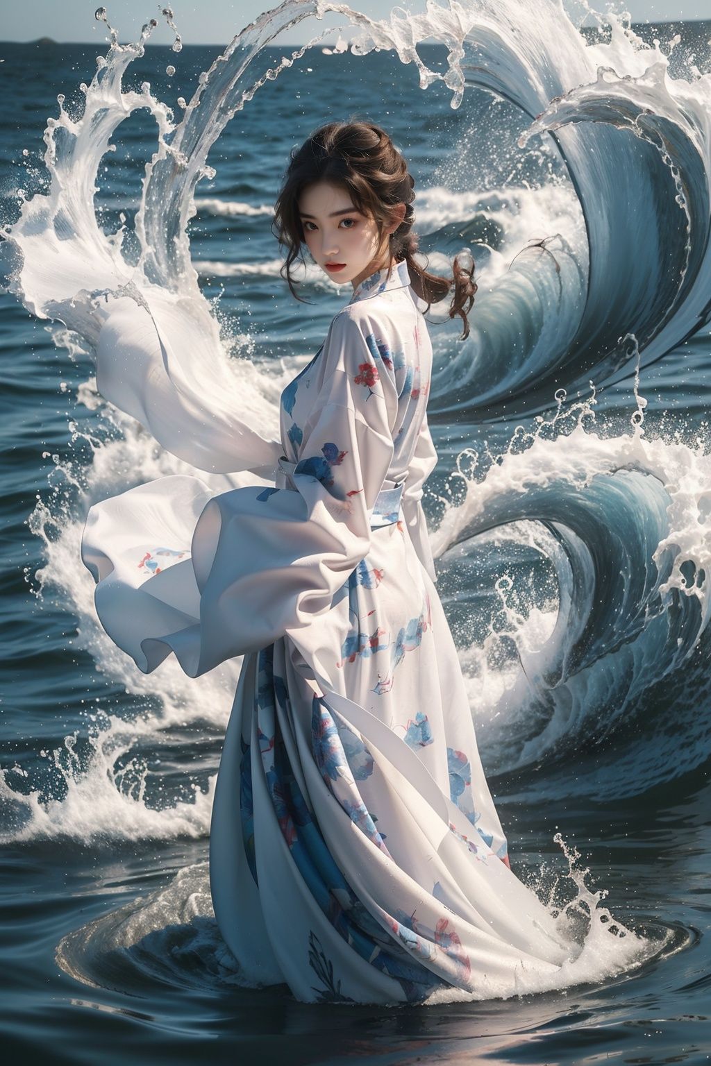 masterpiece,best quality,ultra-detailed,1girl,water,upper body,<lora:mds1-000004:0.7>,solo,waves,chinese clothes,full body,white clothes,