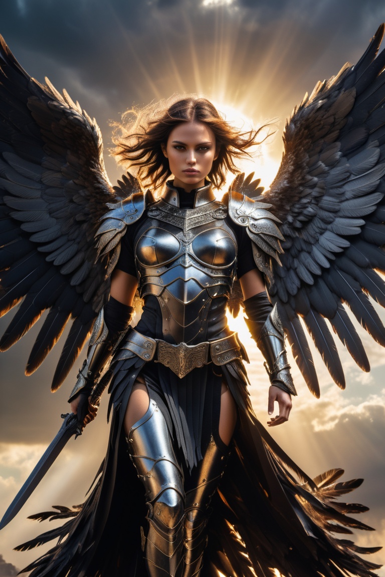RAW photo of Renegade female Fallen Angel,  in armour,  dark and maelvolent on Tensor.Art