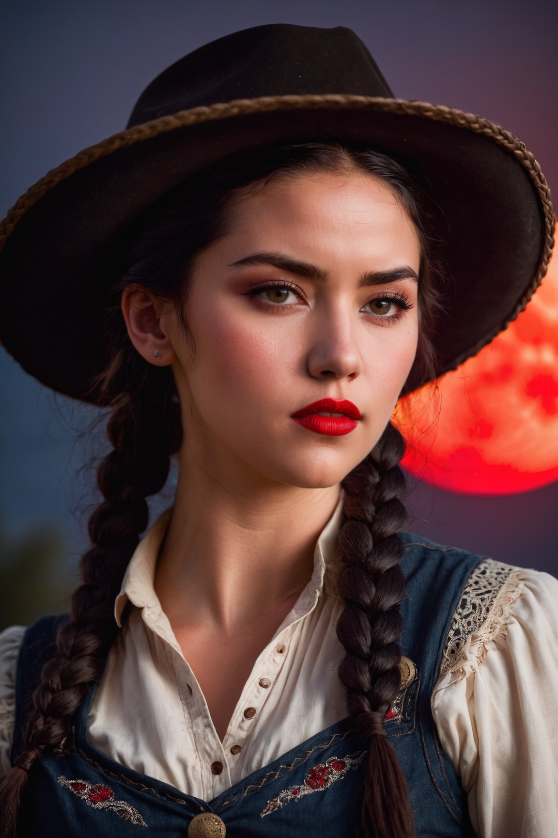 (23-year-old woman),  (determined face),  (red lips) on Tensor.Art
