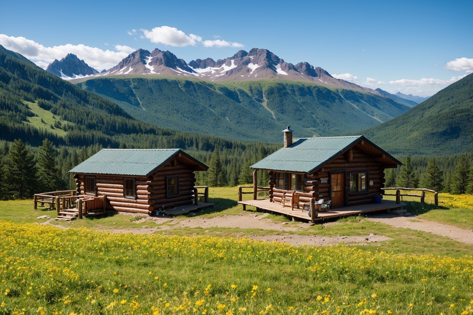 mountain,  flower,  cabin on Tensor.Art