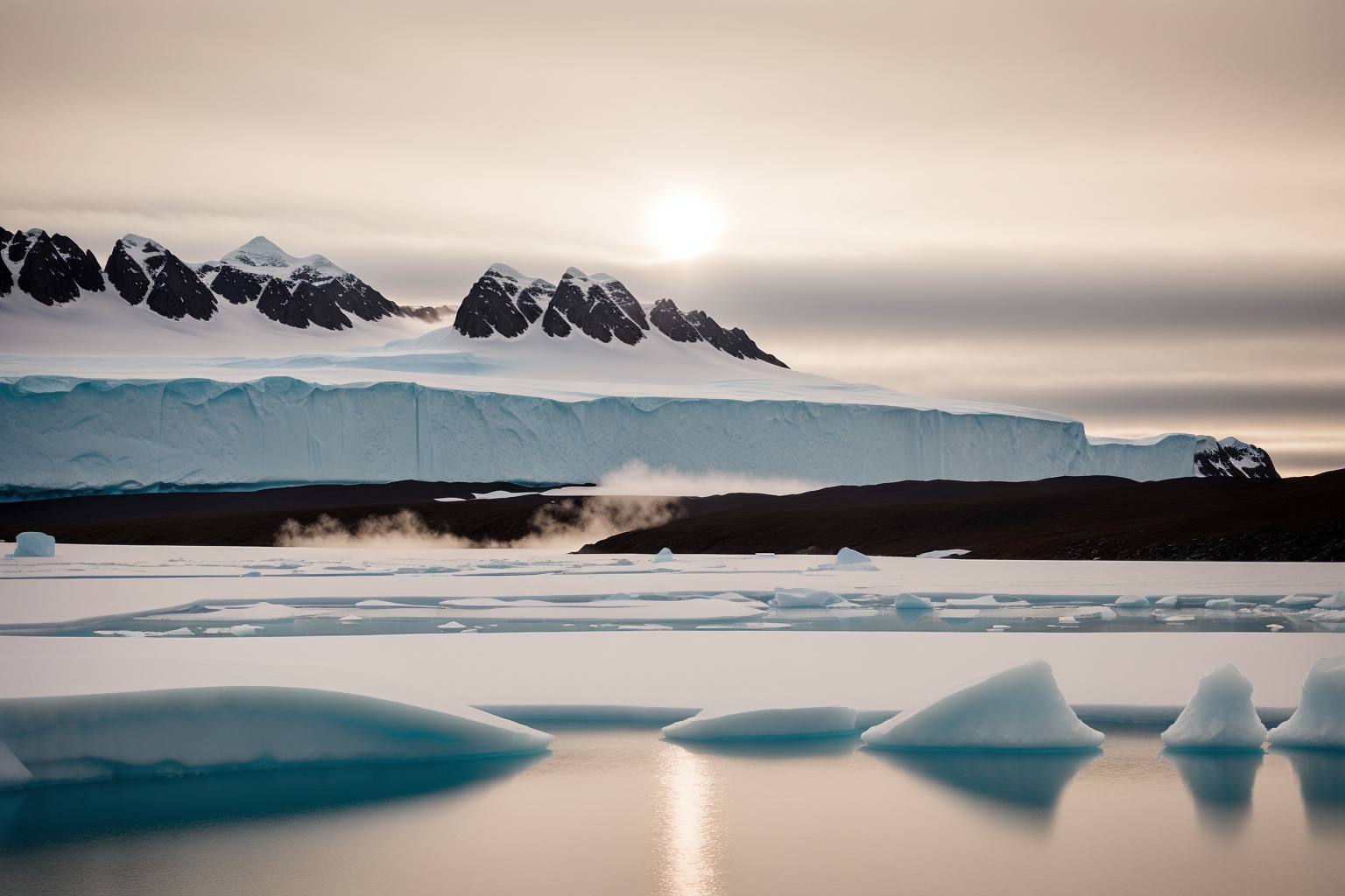 RAW photo,  Antartica,  Towering Icebergs on Tensor.Art