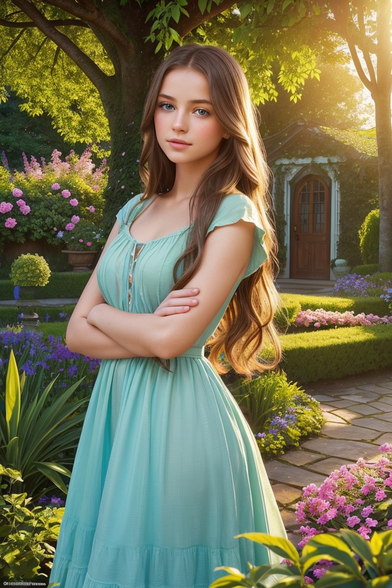 A girl with long,  flowing hair ,  beautiful blue eyes on Tensor.Art