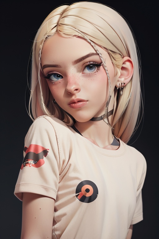 cartoon of a blonde woman,  wearing rap clothes,  simple background on Tensor.Art