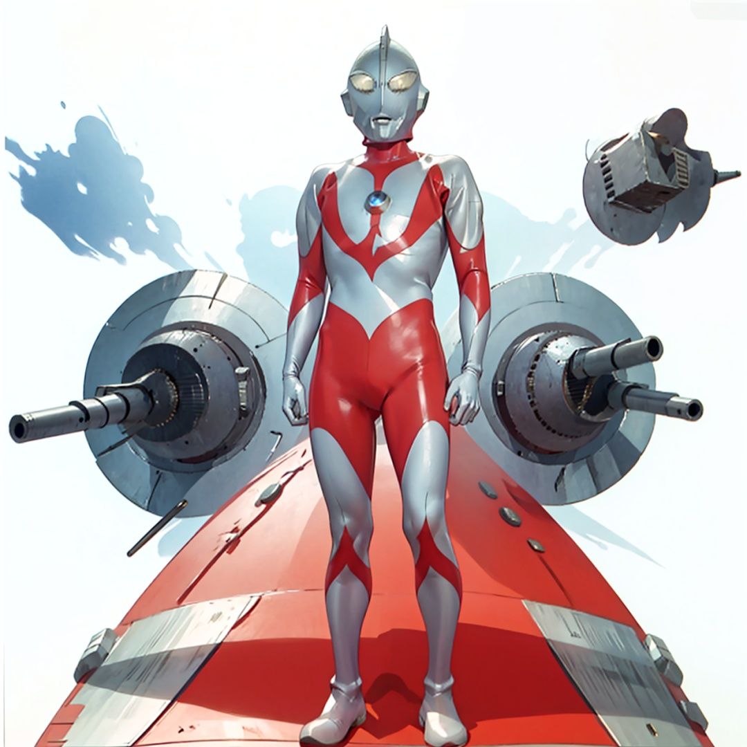 (masterpiece:1.3), (the best quality:1.2), (super fine illustrations:1.2), (Masterpiece), high quality, high detail,((white background:1.2)), looking at viewer, (SOLO:1.4),outline,,simple background,white bodysuit,white gloves,legwear,gloves,boots,logo,cover,mask,plugsuit,gem,bodysuit,red pattern on body,white tight-fitting,white footwear,helmet,leather suit,ultraman,latex
